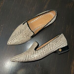Tory Burch king cobra printed leather Pascal smoking slipper loafer